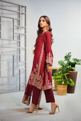 DA-2010 MAROON EMBROIDERED KURTA WITH DUPATTA